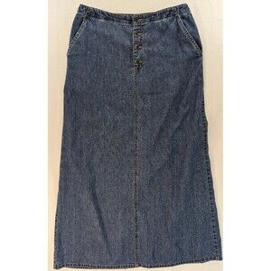 Liz Claiborne LizWear Jeans Y2K Long Skirt Blue Denim A-Line Vintage Size 10